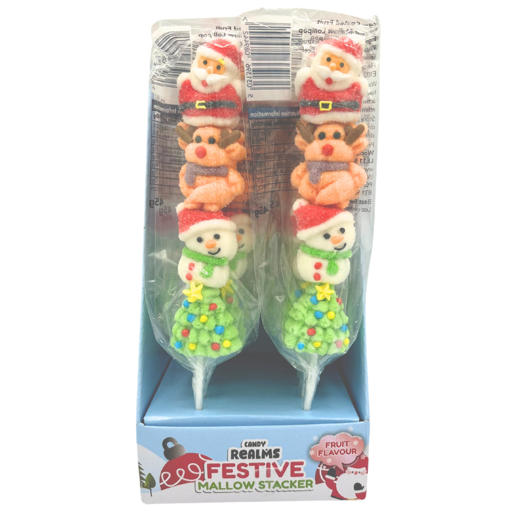 Candy Realms Festive Mallow Stacker 45g (Box of 12 Sticks)