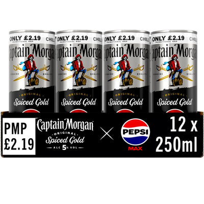 Captain Morgan Original Spiced Gold and Pepsi MAX® Ready to Drink 12x250ml PMP 5% vol cans