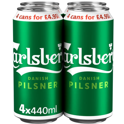 Carlsberg Danish Pilsner Lager Beer 4 x 440ml Can PMP