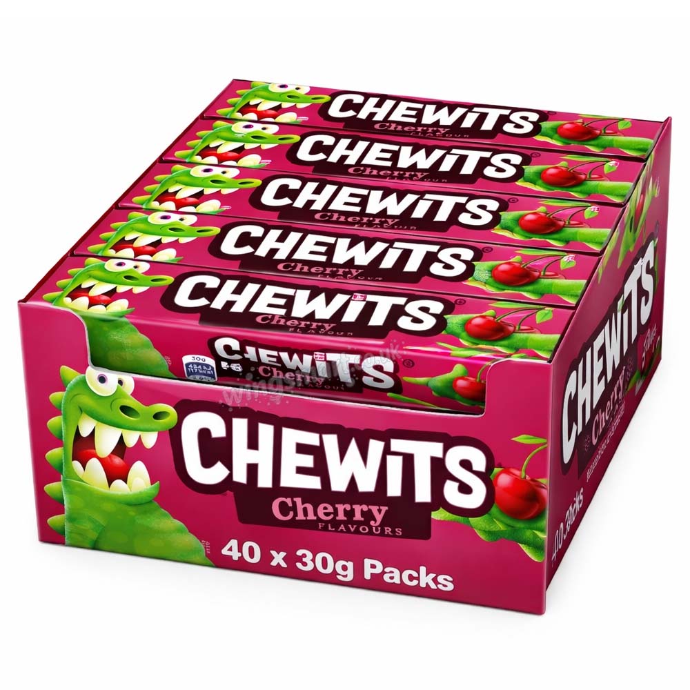 Chewits Flavour Stick Pack 30g – Cherry, Blue Raspberry & Fruit Salad (Case of 40)