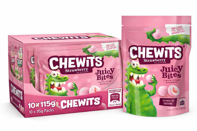 Chewits Juicy & Sour Bites Assorted Flavours 115g (10 Bags)