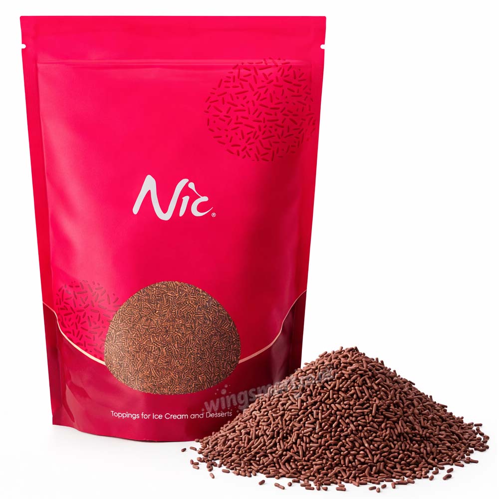 Nic Chocolate Flavour Vermicelli – 1kg | Dessert & Ice Cream Toppings | Light Chocolate Sprinkles