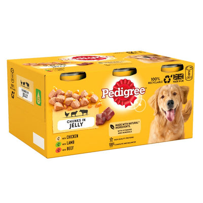 Pedigree Adult Wet Dog Food Tins Mixed in Jelly 6 x 385g (Box of 3)