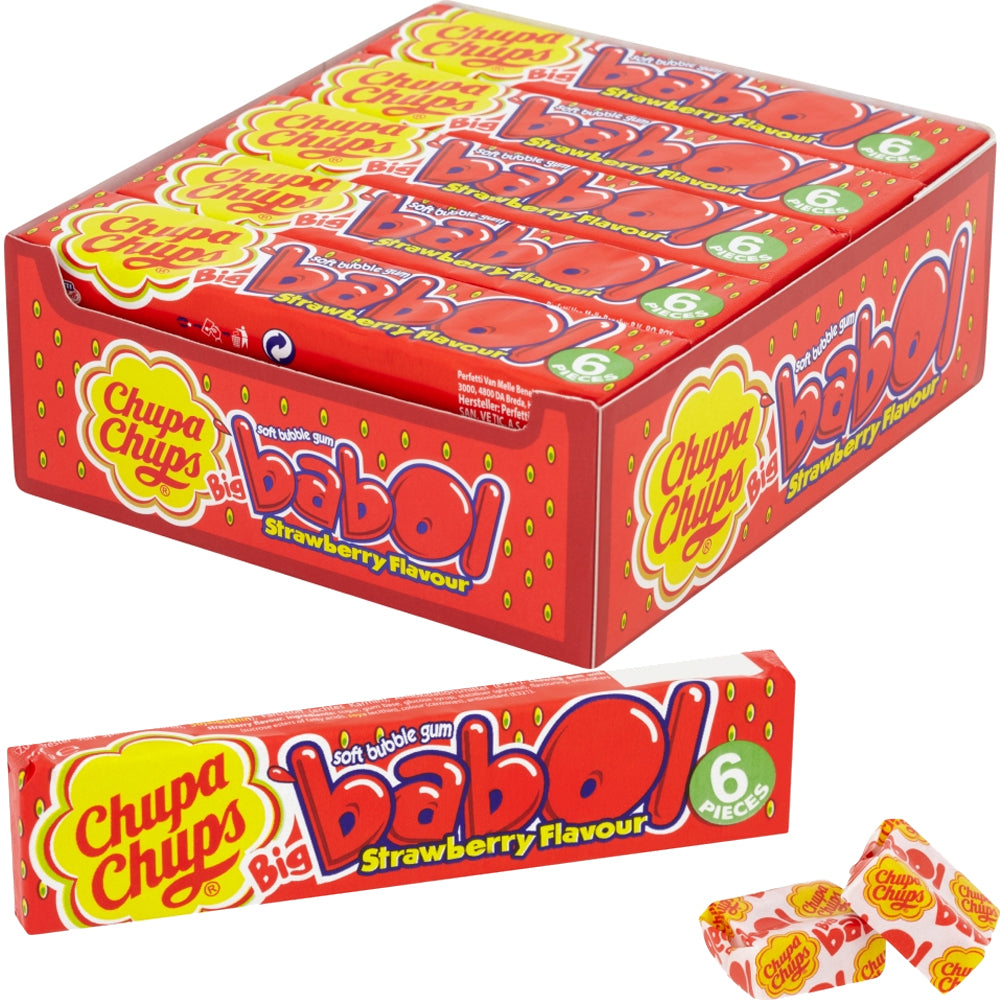 Chupa Chups Big Babol Strawberry Flavour Soft Bubble Gum 27.6g (Box of 20)