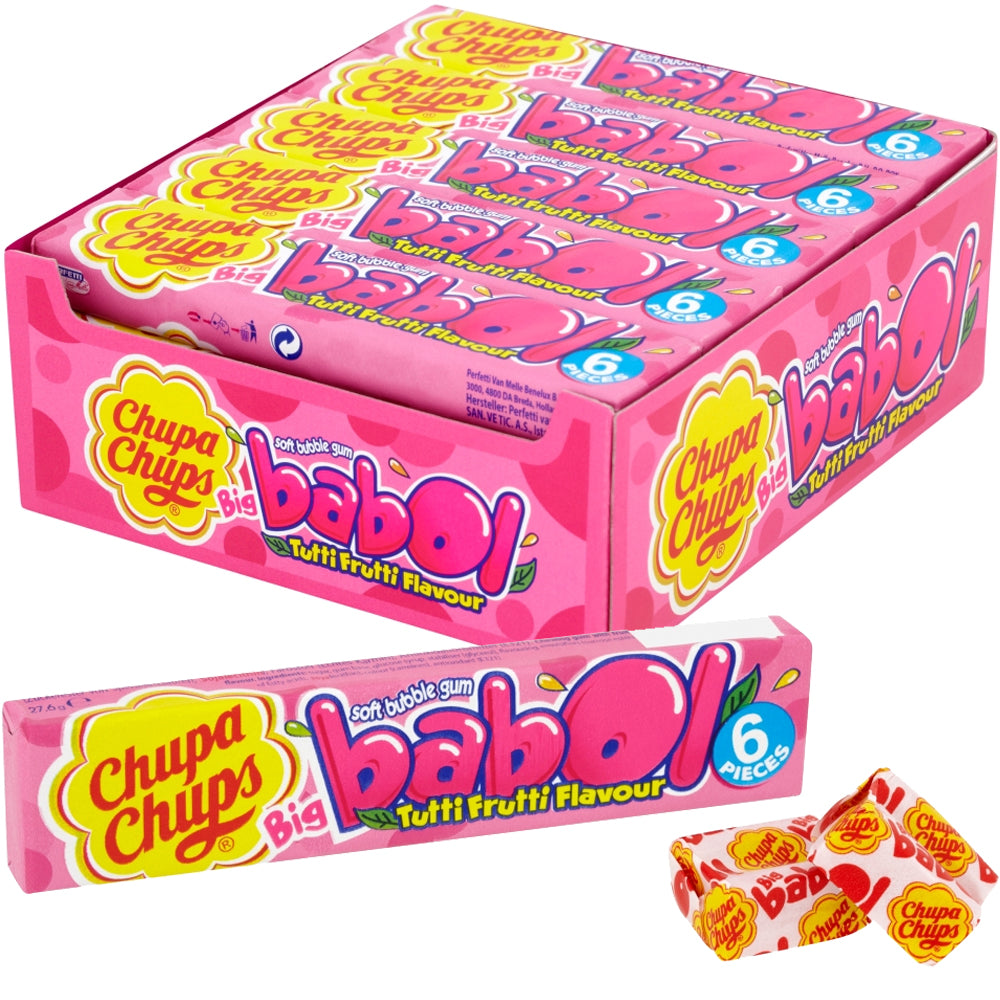 Chupa Chups Big Babol Tutti Frutti Flavour Soft Bubble Gum 27.6g (Box of 20)