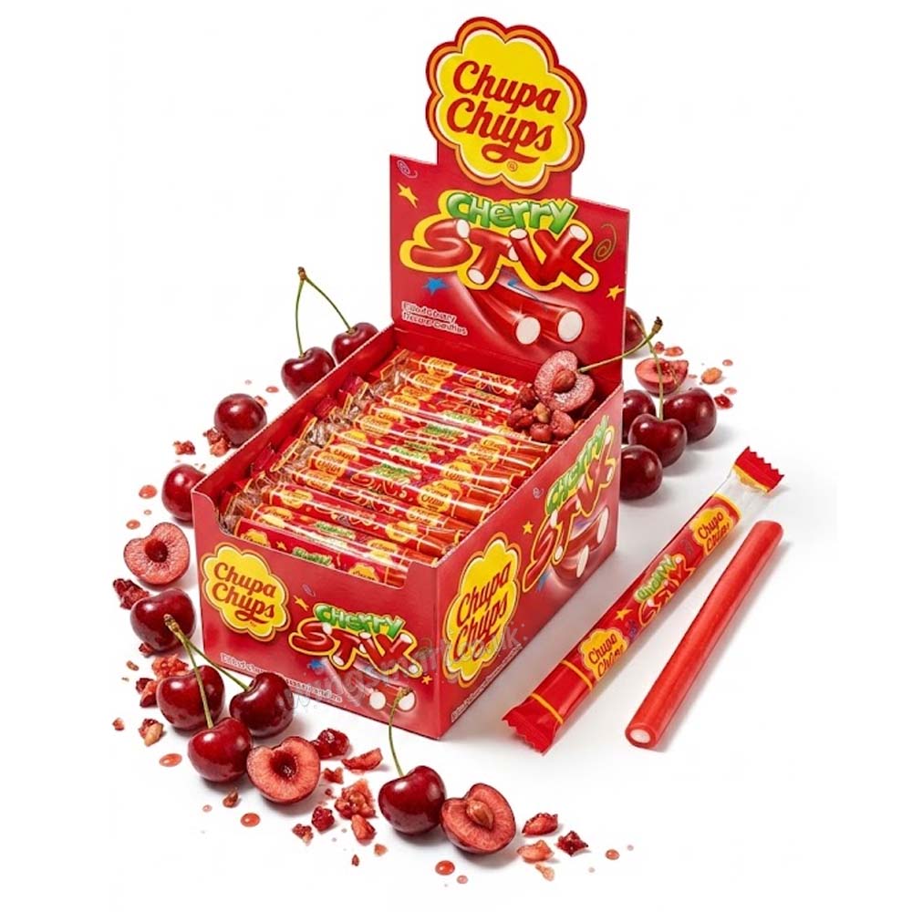Chupa Chups Cherry Stix Filled Cherry Candy 150 x 10g Packs