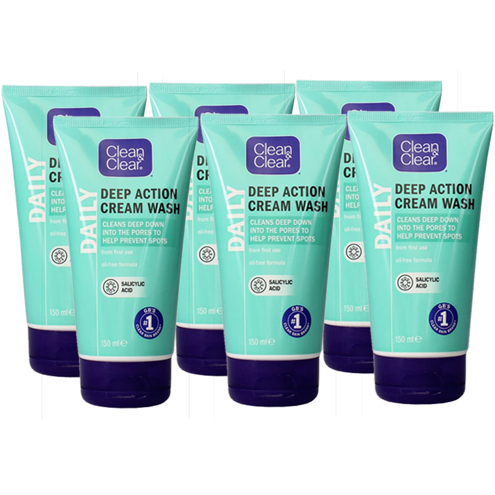 Clean & Clear Deep Action Cleanser – 6 Pack, 150ml Each