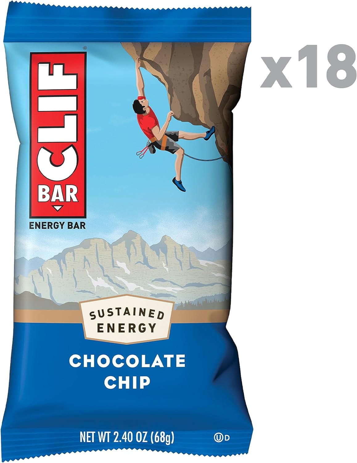 Clif Bar Energy Bar Chocolate Chip 68g (Box Of 18)