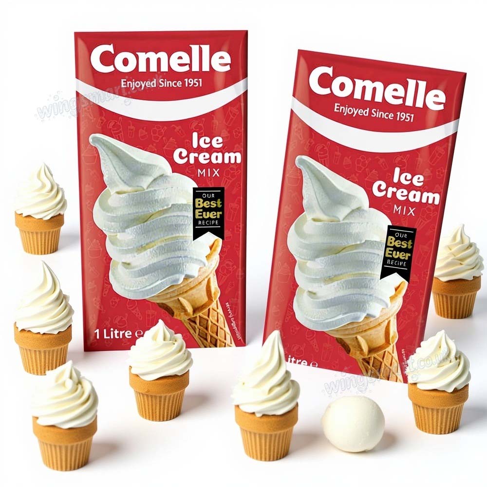 Comelle Vanilla Soft Serve Ice Cream Mix 1 Litre – Ready to Use (1, 2 & 3 Packs)
