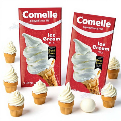 Comelle Vanilla Soft Serve Ice Cream Mix 1 Litre – Ready to Use (1, 2 & 3 Packs)