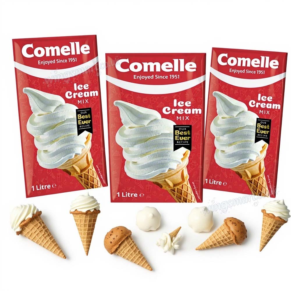 Comelle Vanilla Soft Serve Ice Cream Mix 1 Litre – Ready to Use (1, 2 & 3 Packs)
