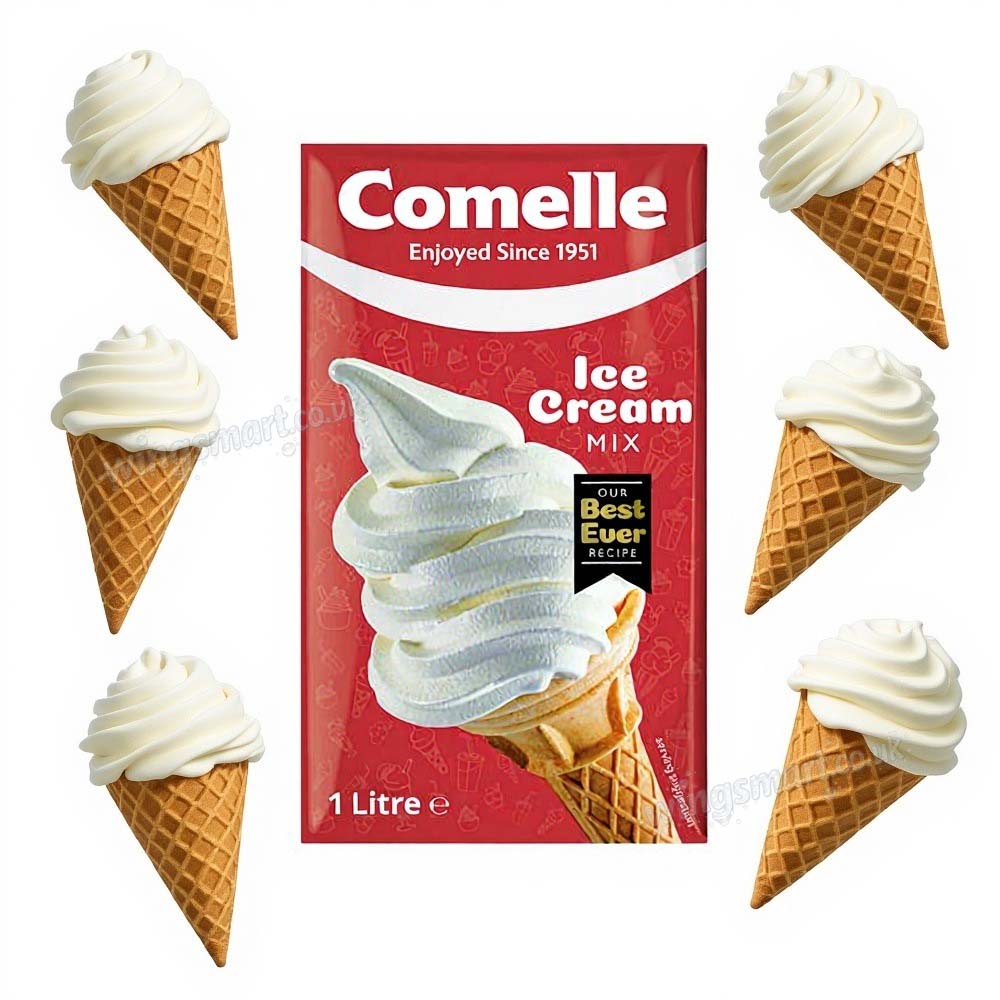Comelle Vanilla Soft Serve Ice Cream Mix 1 Litre – Ready to Use (1, 2 & 3 Packs)