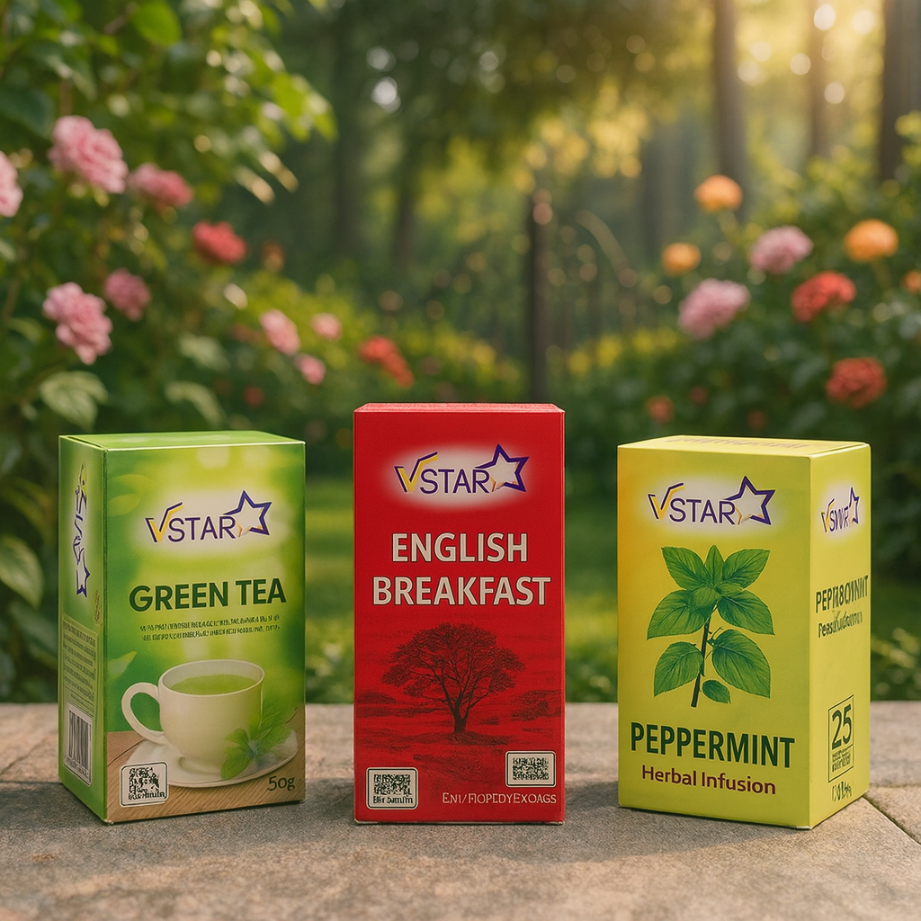 English Breakfast, Green Tea & Peppermint Herbal Infusion 25 Tea Bags 50g