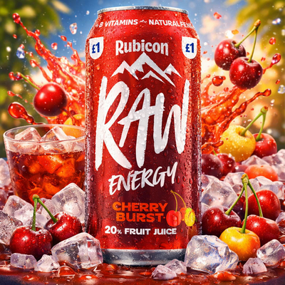 Rubicon Raw Energy Cherry Burst Fruit Juice 500ml (box of 12 cans)