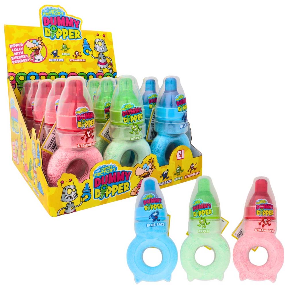 Crazy Candy Factory Dummy Dipper Ring Sour Lollipop Candy 15 x 25g