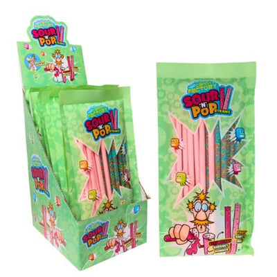 Crazy Candy Factory Sour n Pop Straws 80g – 12 Pack Bulk Box