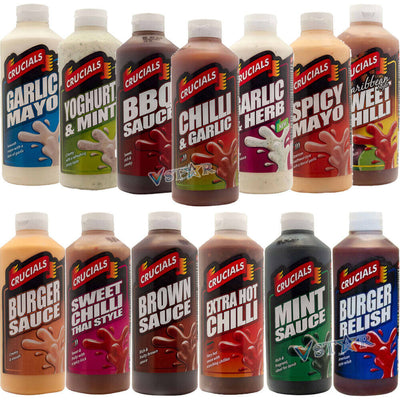 Crucials Sauce Garlic, Yoghurt, Mint, Sweet Chilli, Spicy Mayo 3 x 500ml Bottles - WingsMart