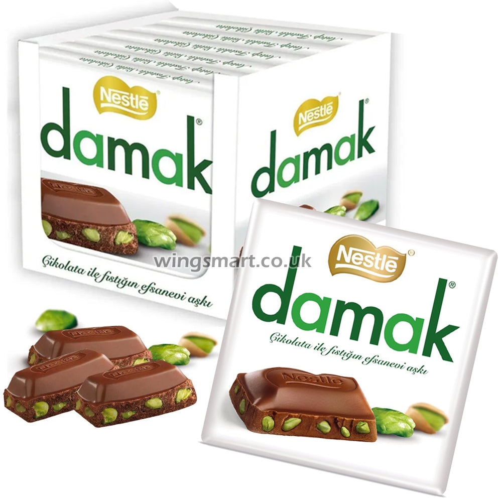 Nestle Damak Milk Square Chocolate Pistachio 6 x 60g Full Box - WingsMart