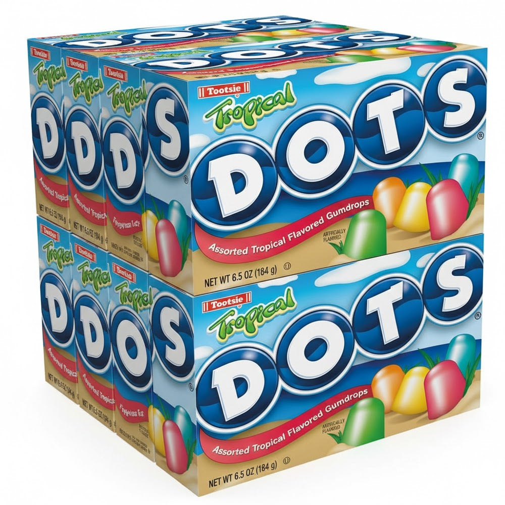 Tootsie Dots Candy 184g – Sour, Original & Tropical (6 & 12 Pack Boxes)