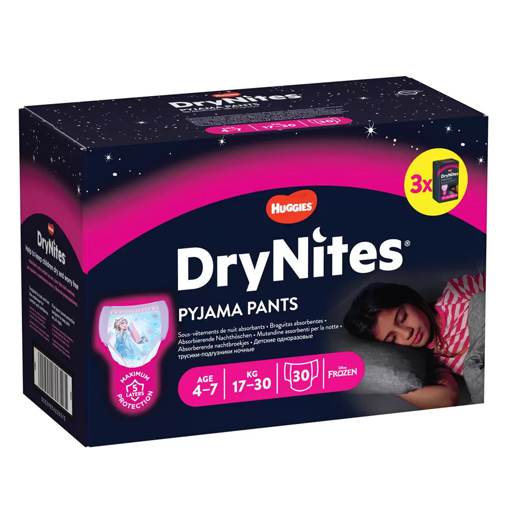 Huggies DryNites Pyjama Pants for Girls Years 4-7, 30 Pack Disney