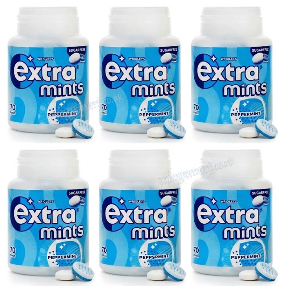 Wrigley’s Extra Peppermint Sugar Free Mints Bottle 70 Pieces (3 & 6 Pack)