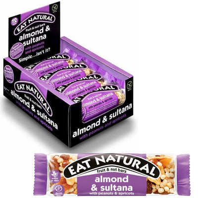 Eat Natural Almond & Sultana with Peanuts & Apricots Fruit & Nut Bars 40g (Box of 12)