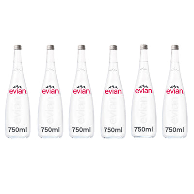 Evian Still Natural Mineral Water Glass Bottle 750ml