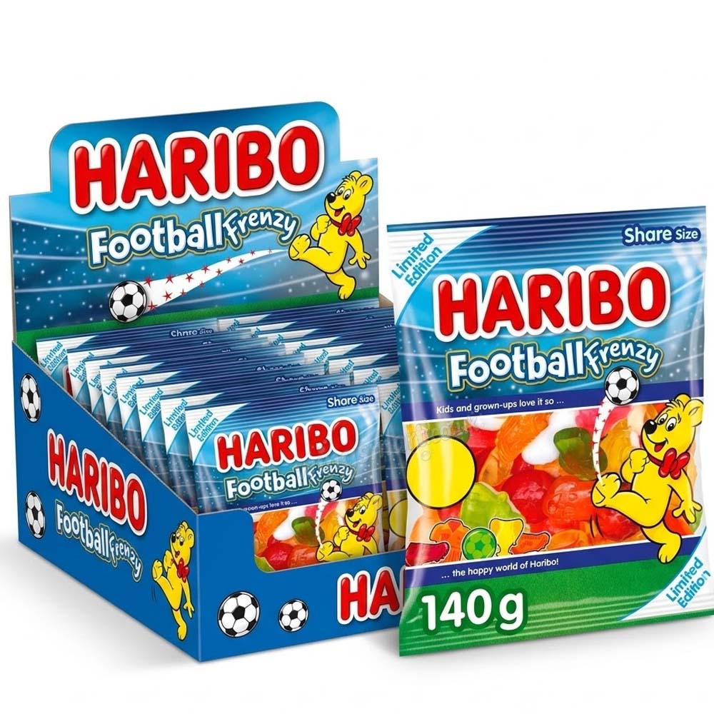 HARIBO Football Frenzy Limited Edition Sharing Bags 140g (Pack of 6 or 12)