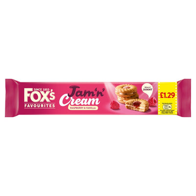 Fox's Favourites Jam 'n' Cream Raspberry & Vanilla - 150g × 12