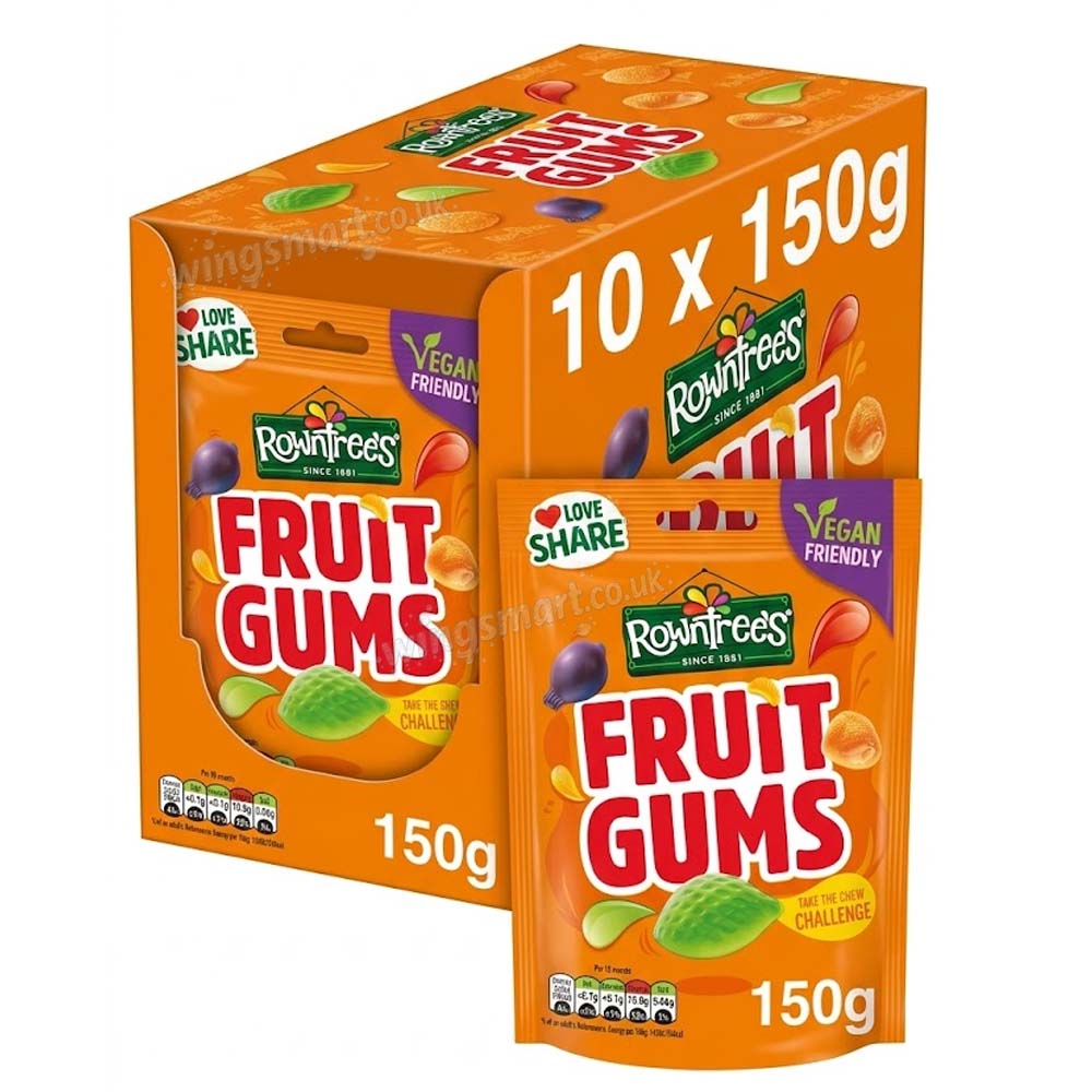Rowntree’s Fruit Gums 150g Sharing Pouch – Pack of 10