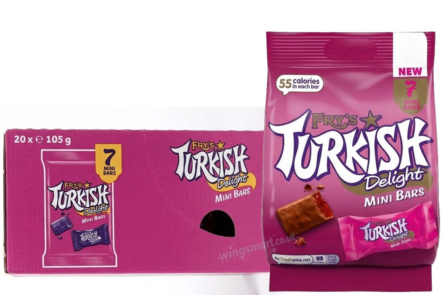Fry's Turkish Delight Mini Chocolate Bars – 10 x 105g Bags or 20 x 105g Bags