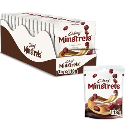 Galaxy Minstrels Milk Chocolate Buttons Pouch Bag 118g (Pack of 15)