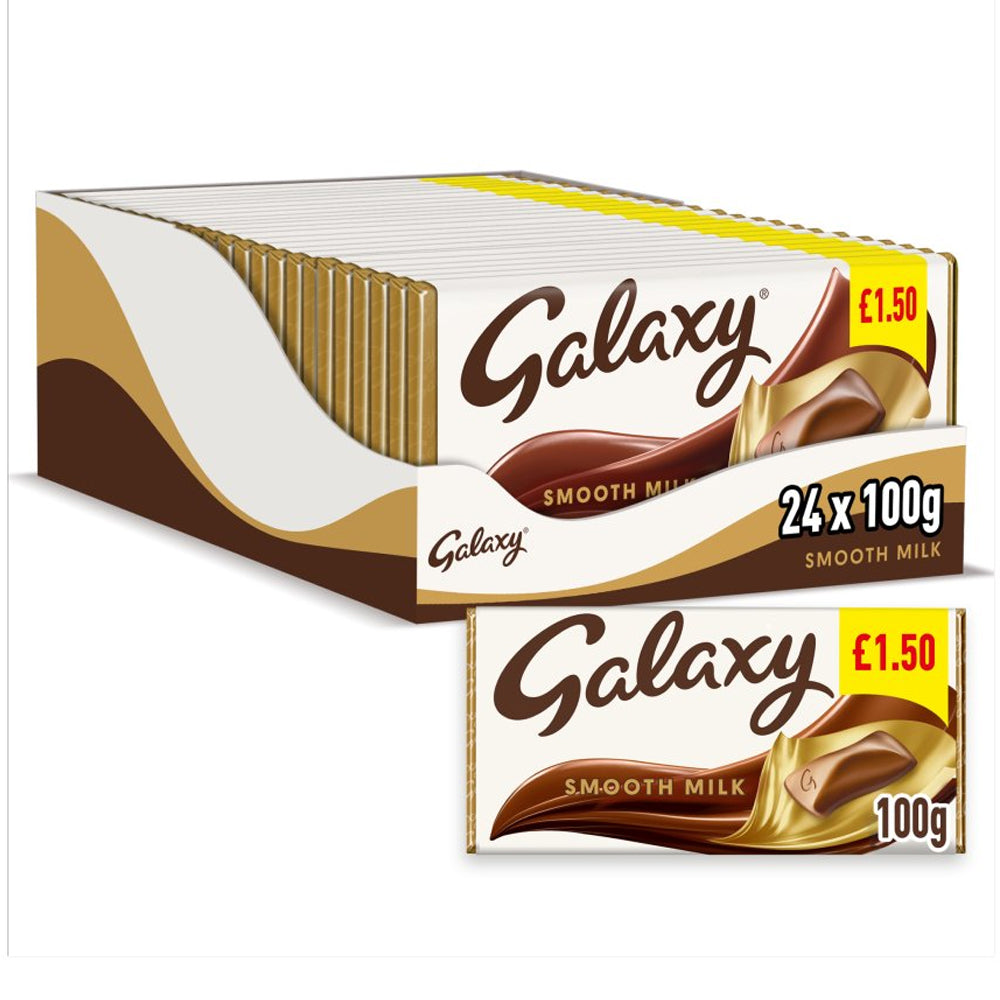 Galaxy Smooth Milk Chocolate Block Bar PMP 100g (Box of 24)