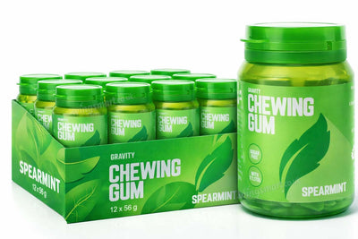 Gravity Spearmint Chewing Gum Tub 12 x 56g | Refreshing Mint Flavour Gum Bottles