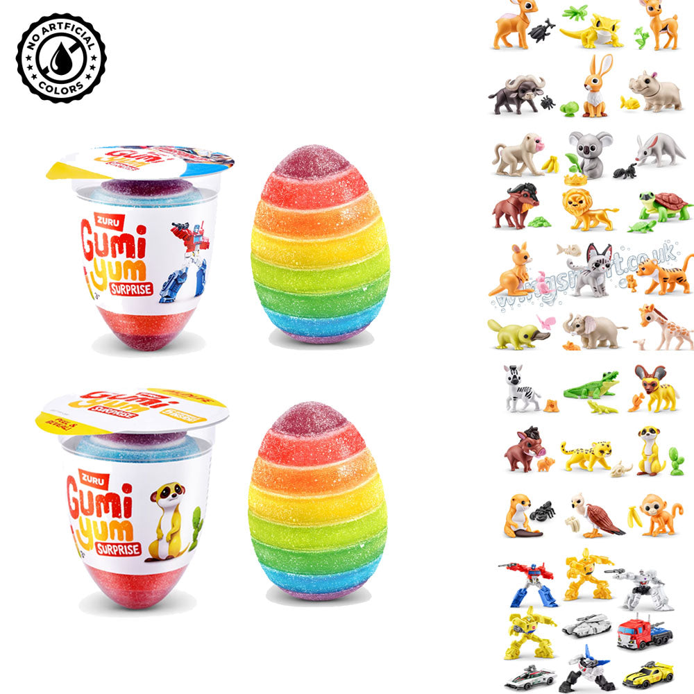 Gumi Yum Surprise Wildlife & Transformers 22g Fruit Flavoured Gummy with Toy