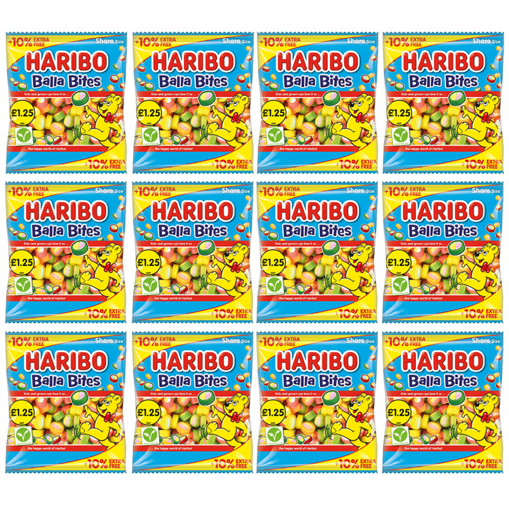 HARIBO Balla Bites Chewy Sweets Sharing Bag 154g (Pack of 12)