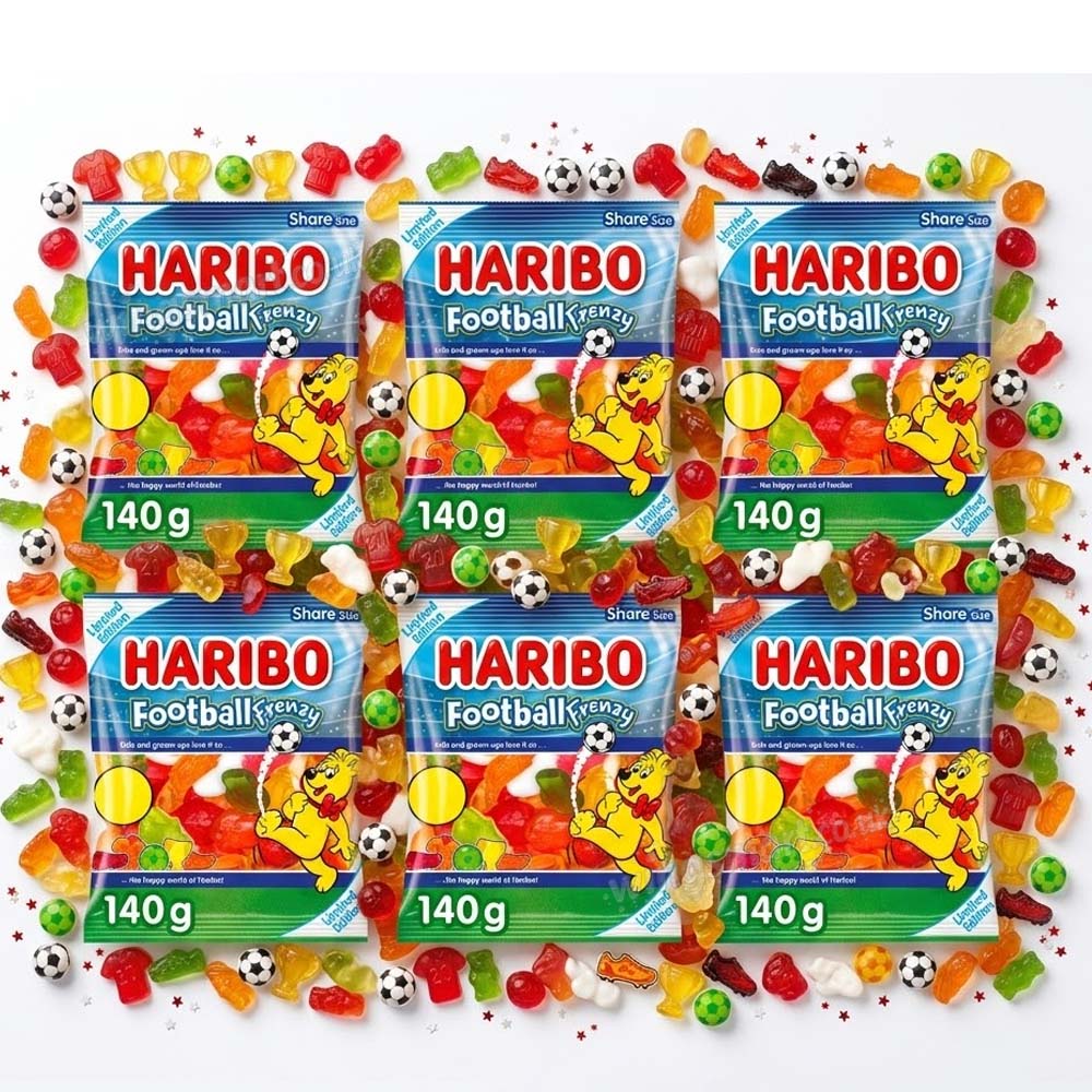 HARIBO Football Frenzy Limited Edition Sharing Bags 140g (Pack of 6 or 12)