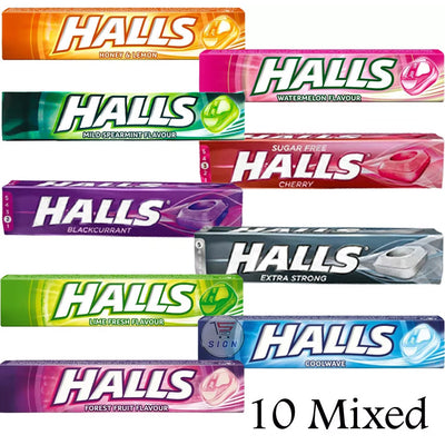 Halls Sweets Cherry, Honey-lemon, Coolwave, Mild Spearmint, Fruit Mixed Bars 33g