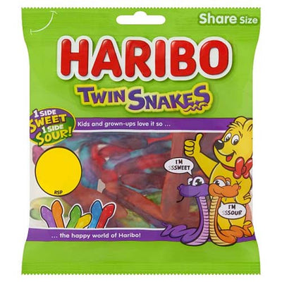 HARIBO Twin Snakes Fruit Flavour Gum Jelly Sweets 140g (12 Pack Sharing Bags)