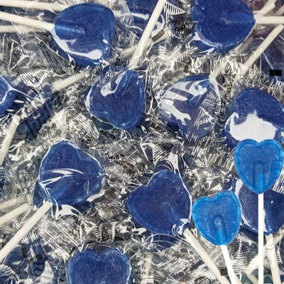 Heart Shaped Blue Raspberry Wrapped Lollipops - 1kg