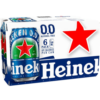 Heineken 0.0% Alcohol Free Lager Beer Can 6x330ml