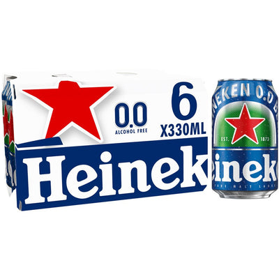 Heineken 0.0% Alcohol Free Lager Beer Can 6x330ml