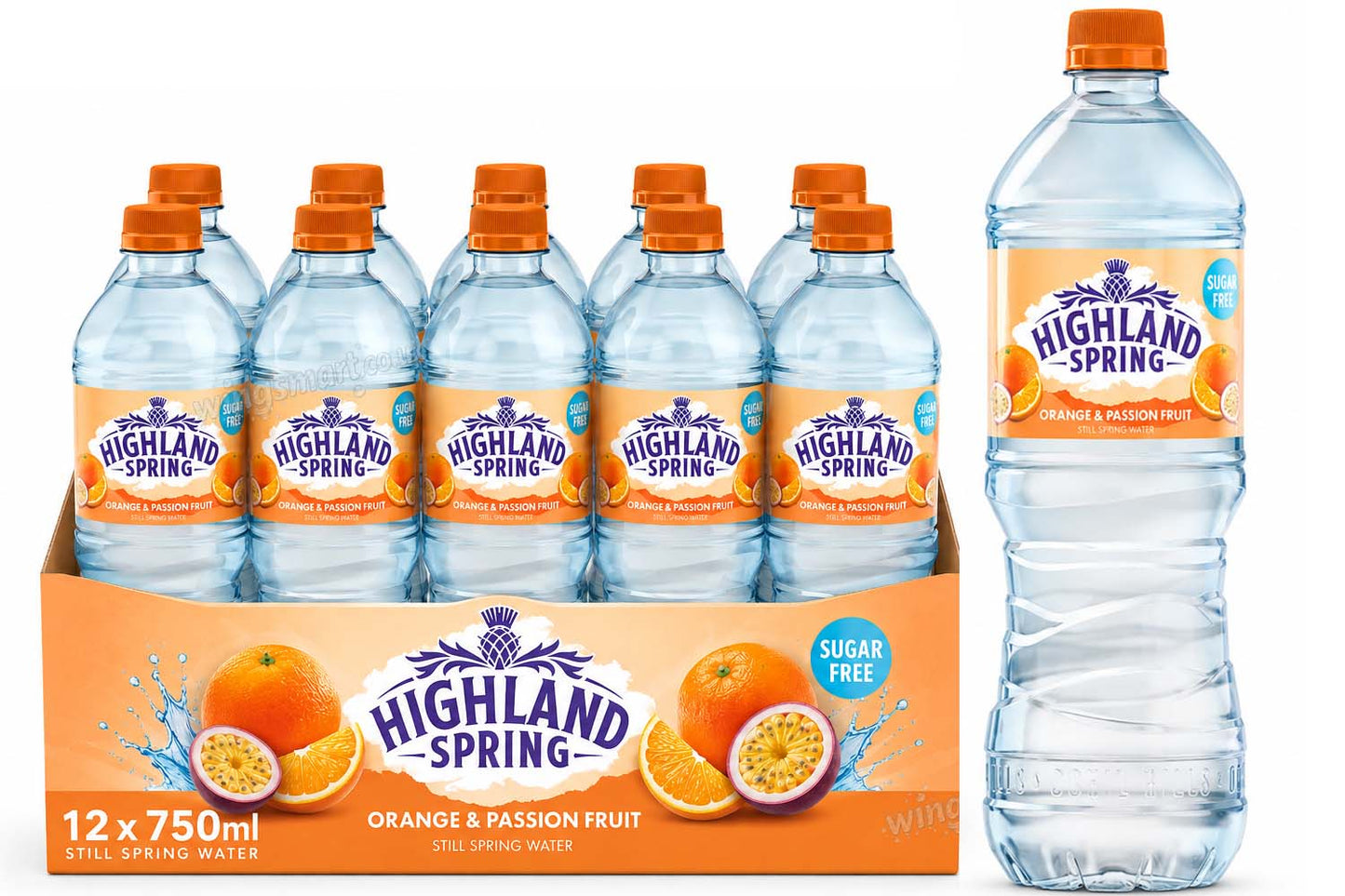 Highland Spring Orange & Passion Fruit Still Spring Water 750ml – Pack of 12