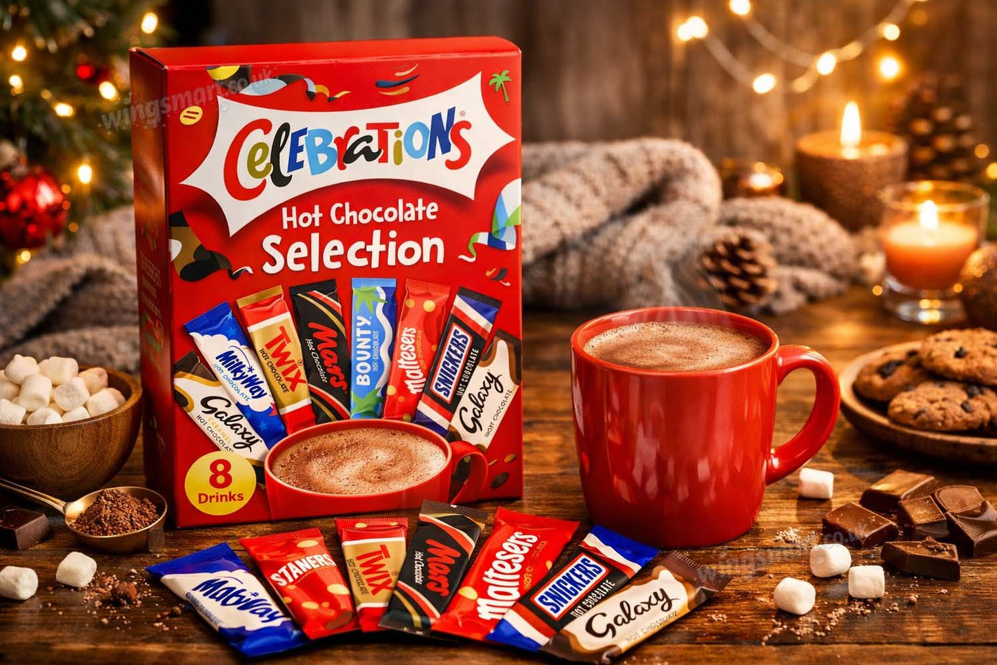 Celebrations Hot Chocolate Selection Sticks 8 Pack – Assorted Chocolate Flavoured Hot Drink Stirrers