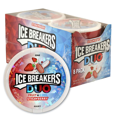 Ice Breakers DUO Mint & Strawberry Sugar Free Mints 42g (Pack of 8 Tins)
