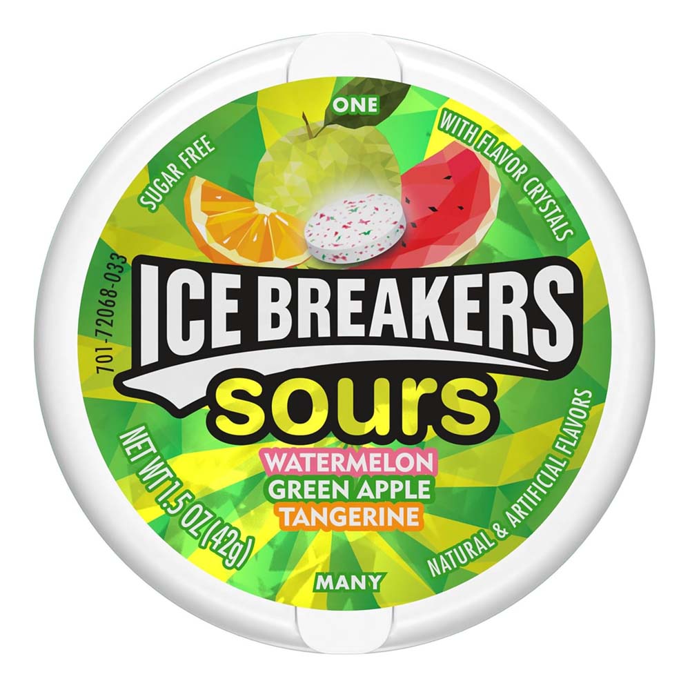 ICE BREAKERS Sours Assorted Fruit Flavored Sugar Free Mints Tins (8 x 42g)