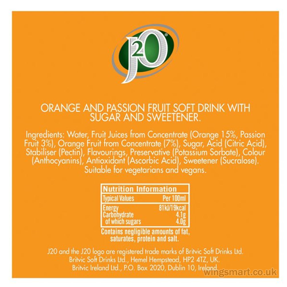 J2O Orange & Passion Fruit 12 x 275ml