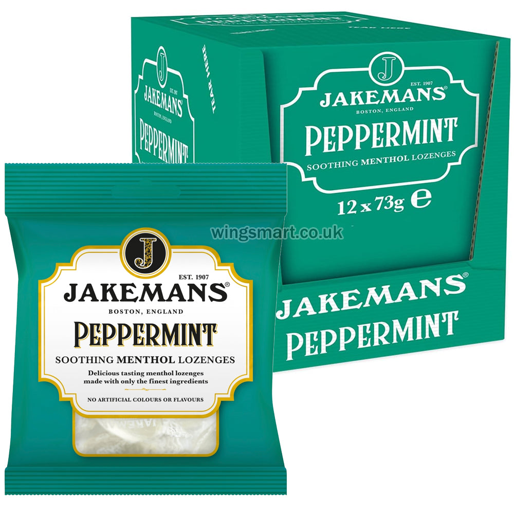 Jakemans Peppermint Soothing Menthol Lozenges 73g (Pack of 12)