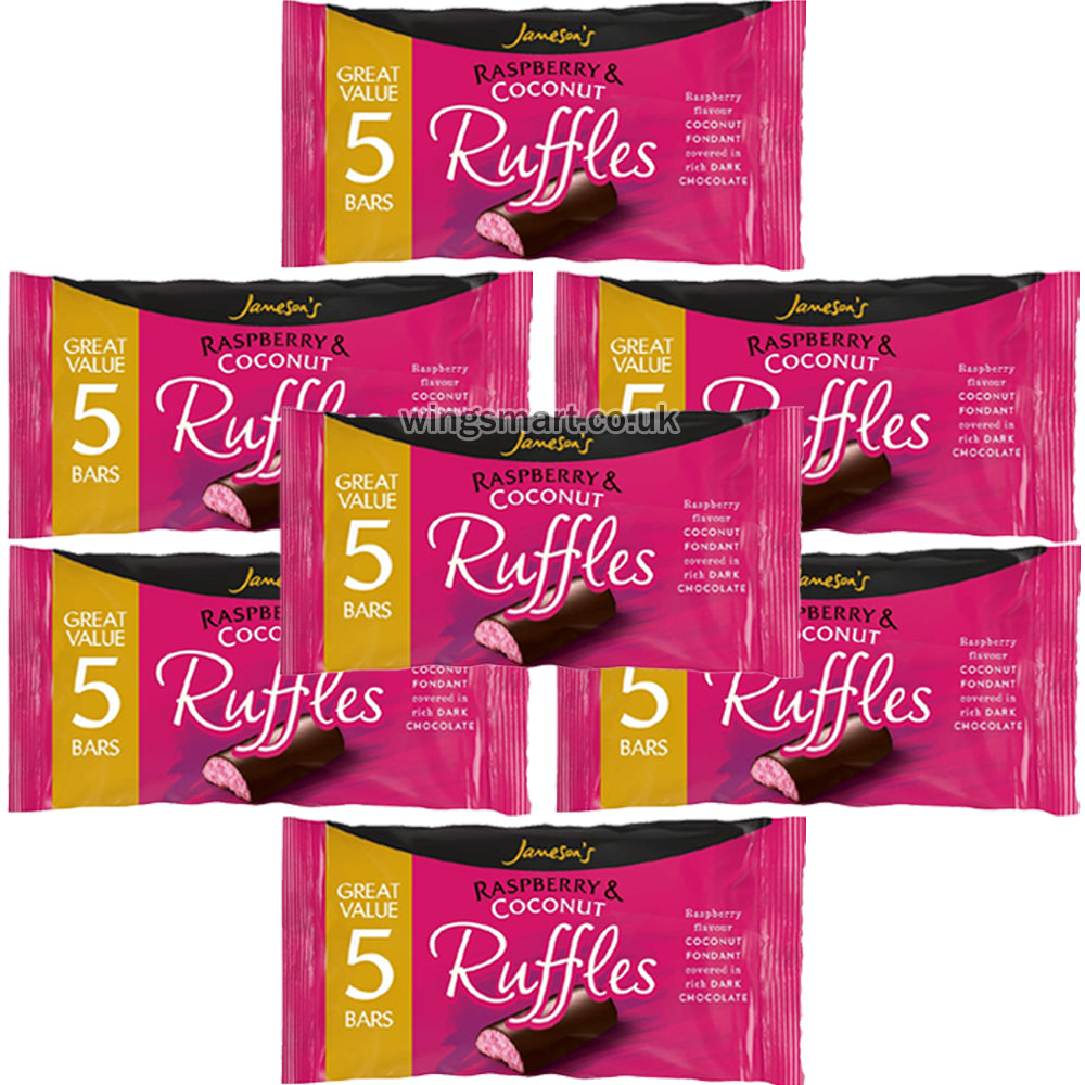 Raspberry Ruffles Back Label Jameson's Raspberry & Coconut Ruffles 5 Pack 130g – WingsMart
