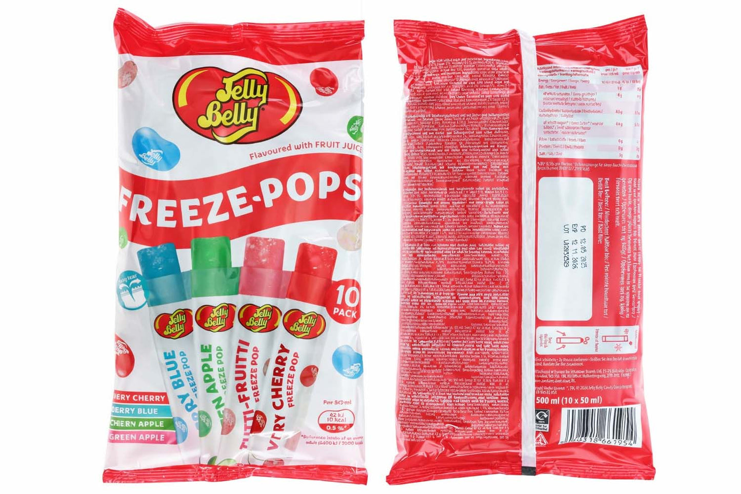 Jelly Belly Freeze Pops Ice Lollies 10 x 50ml Mixed Flavours